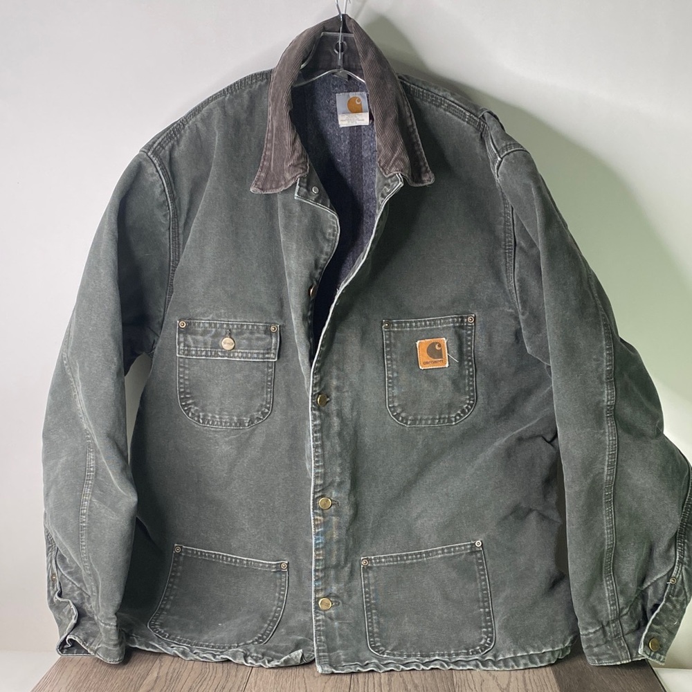 Vtg Detroit 14806 Carhartt Men's XL Tall Dark Green Duck Canvas Work Jacket 1393